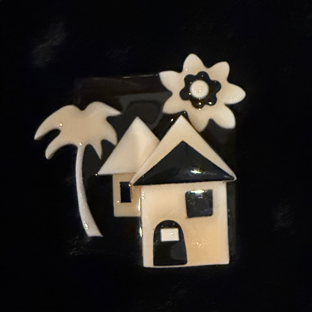 Black and White Ceramic House pin by Lucinda